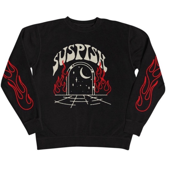 Bailey Sarian Tops Bailey Sarian Merch Suspish Black Flame Crewneck